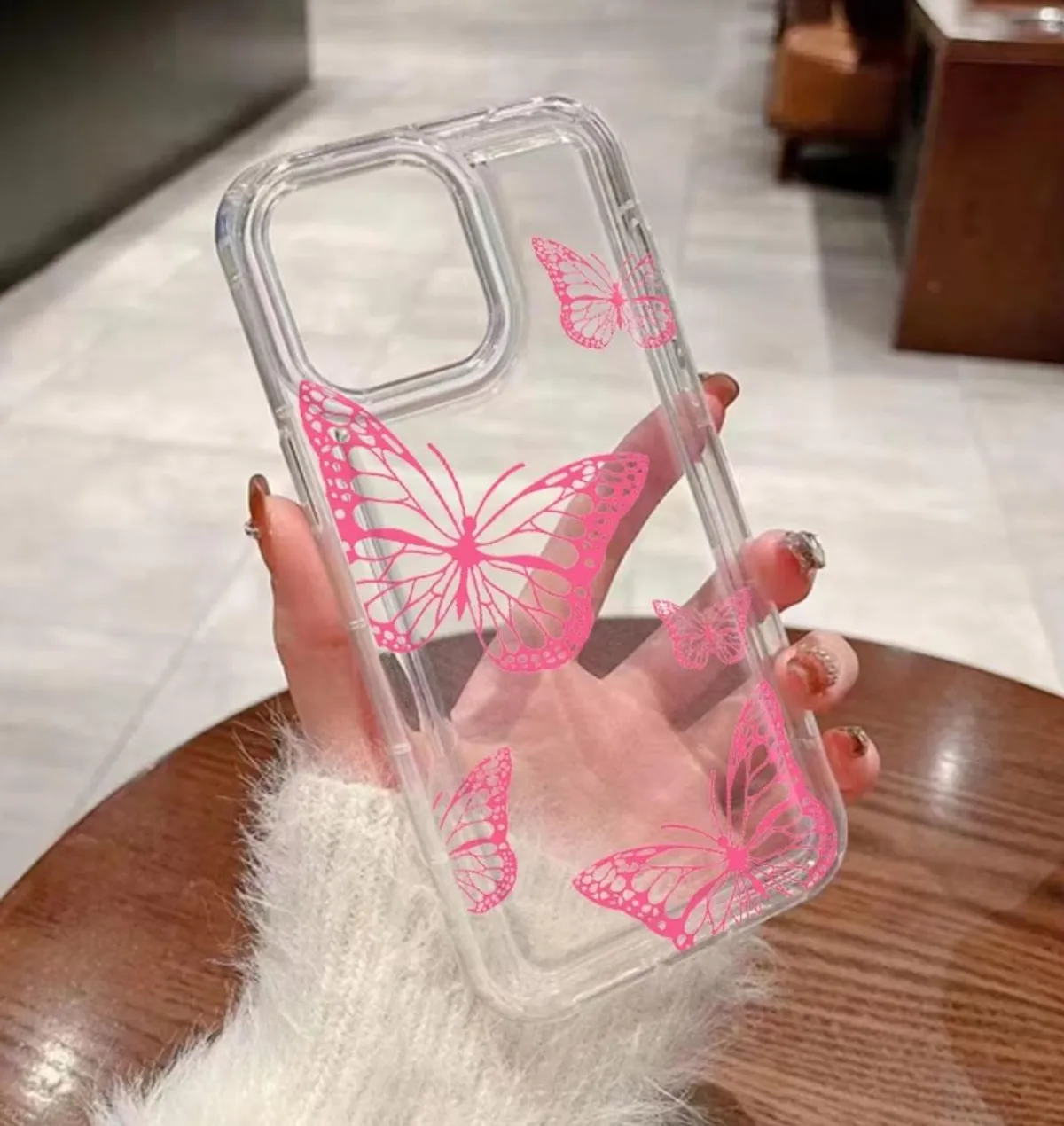 Clear Butterfly Phone Case for iPhone - iPhone 11, Pink Butterflies