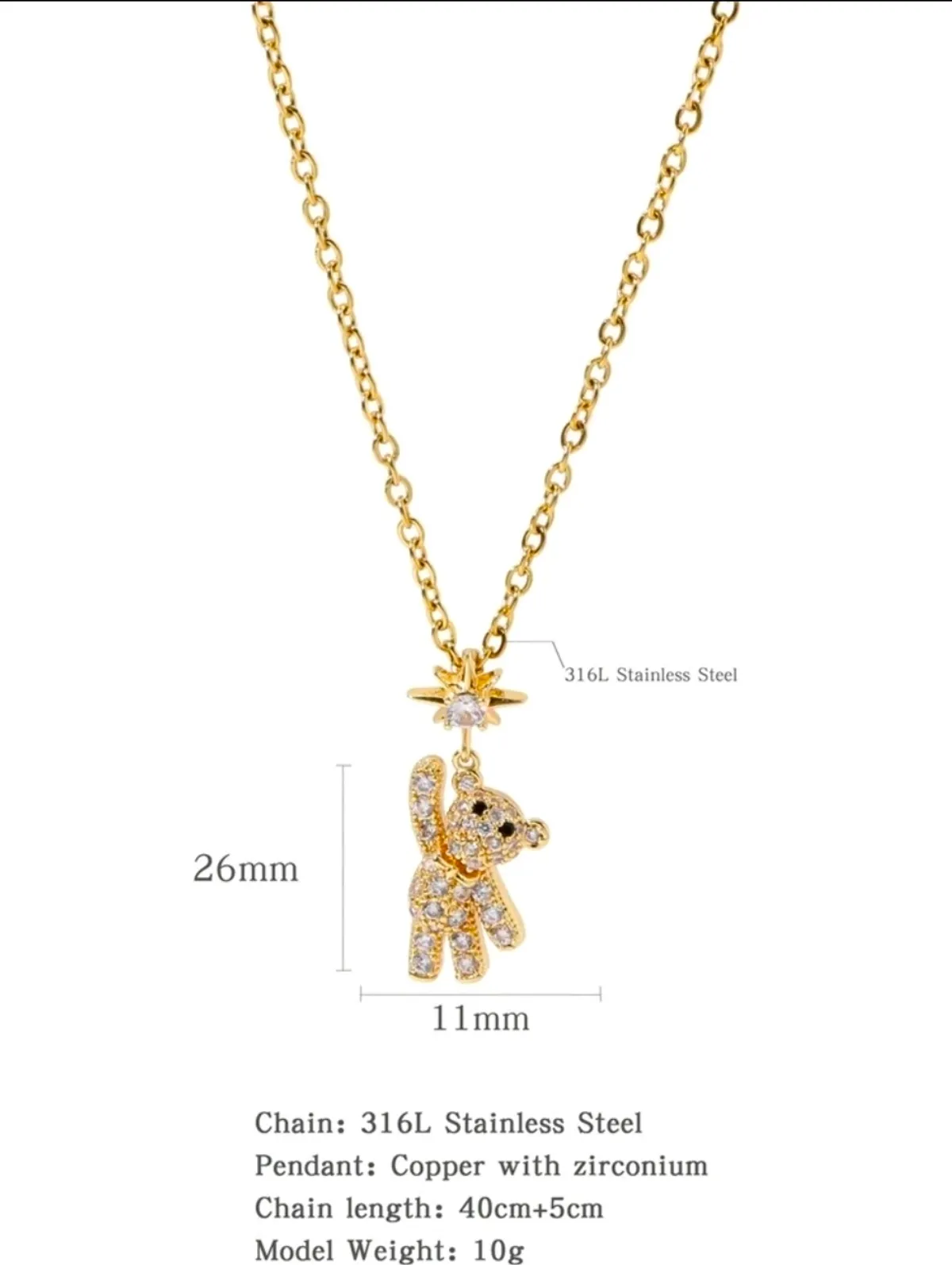 1pc Obega Cute Bear Necklace