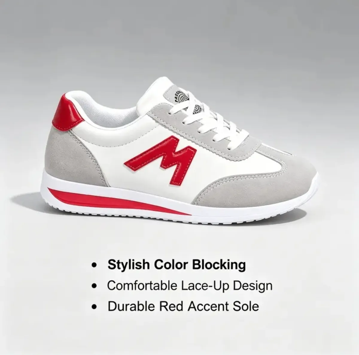 Women's Low-Top Sneakers with EVA Sole Cushioning - Lightweight Lace-Up Running Shoes Suitable for Year-Round Wear, Striped Casual Athletic Footwear in White/Black/Red/Yellow/Green/Navy, Round Toe & Cushioned Sole for Gym, Office, Daily Use, Women