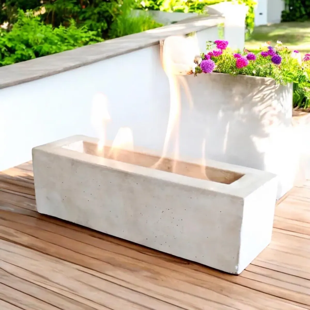 Portable Smokeless Tabletop Fire Pit (10" Rectangular) Indoor/Outdoor, Beige