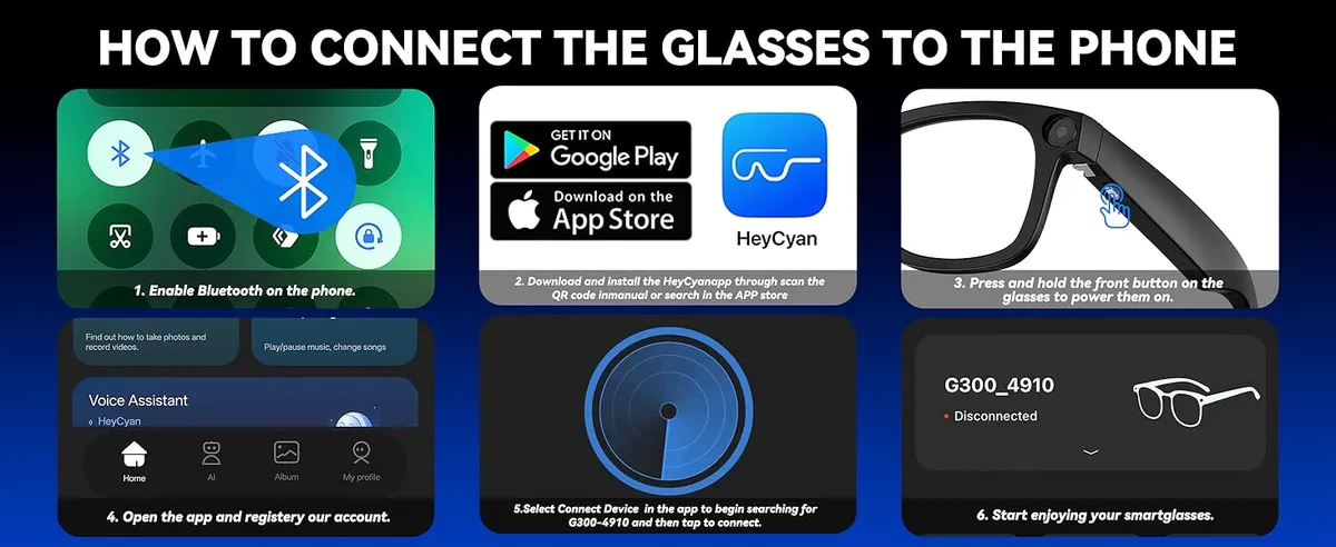 AI Smart Glasses with Camera 8MP, 4K Video, Bluetooth Ai Glasses for Men Women