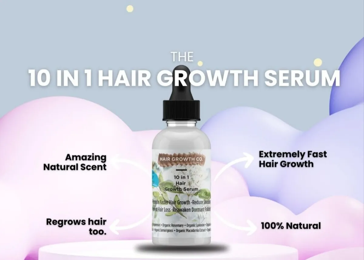 10-in-1 hair Growth Serum From Hair Growth Co. Featuring Organic Rosemary And Lavender.