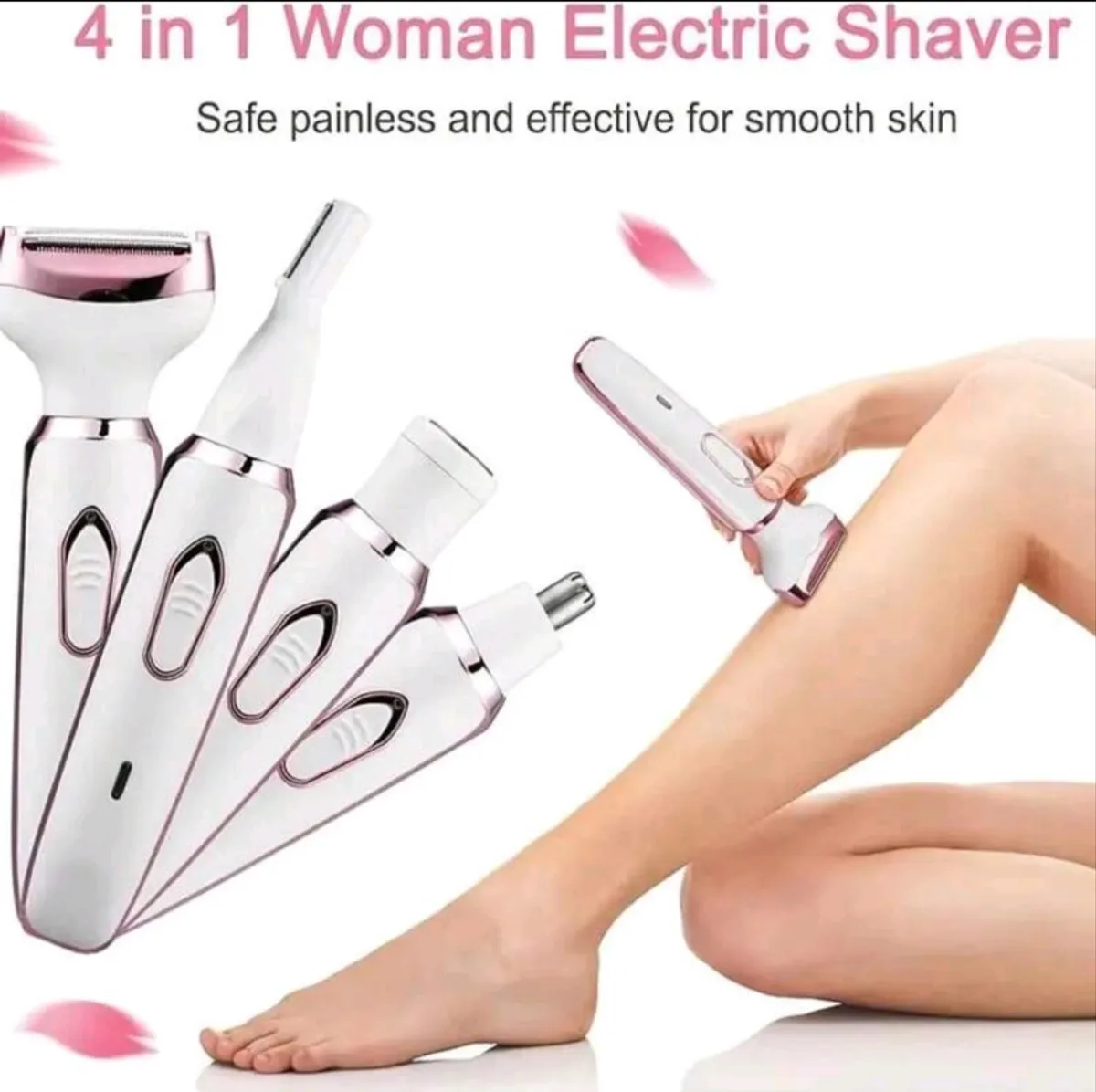 4-In-1 Women's Electric Shaver, Facial Hair Remover, Eyebrow Trimmer, Bikini Trimmer, Portable Epilator, Long Battery Life