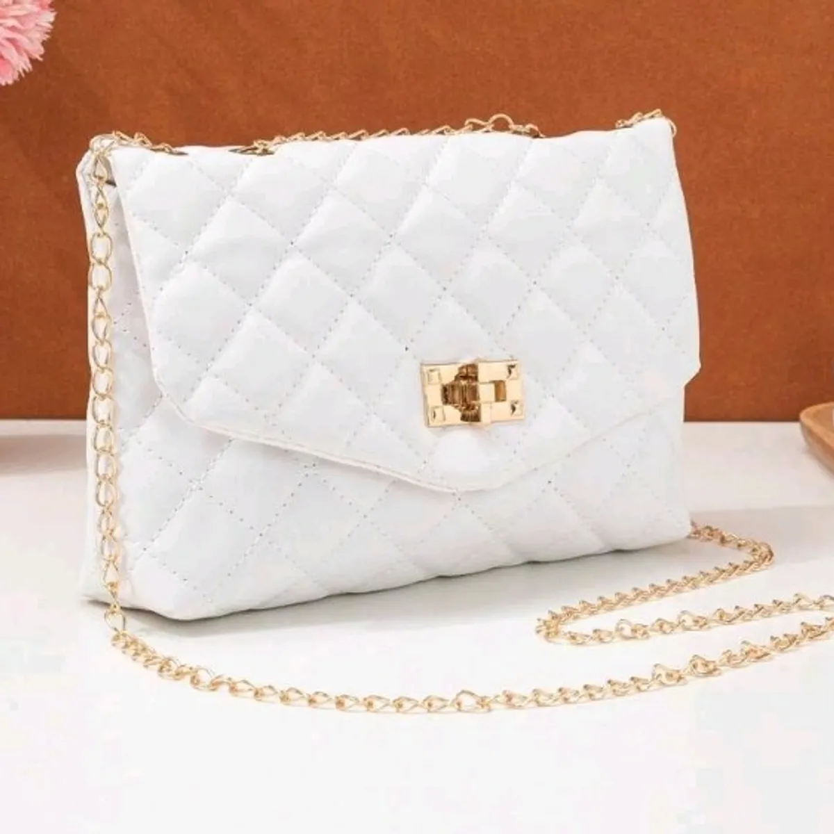 White Embroidered Mini Crossbody Bag