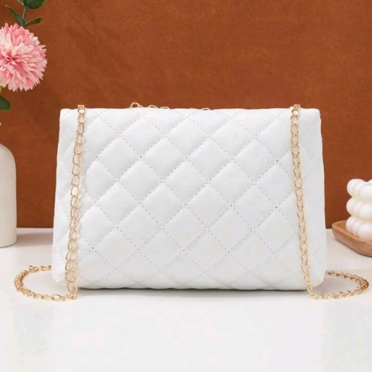 White Embroidered Mini Crossbody Bag
