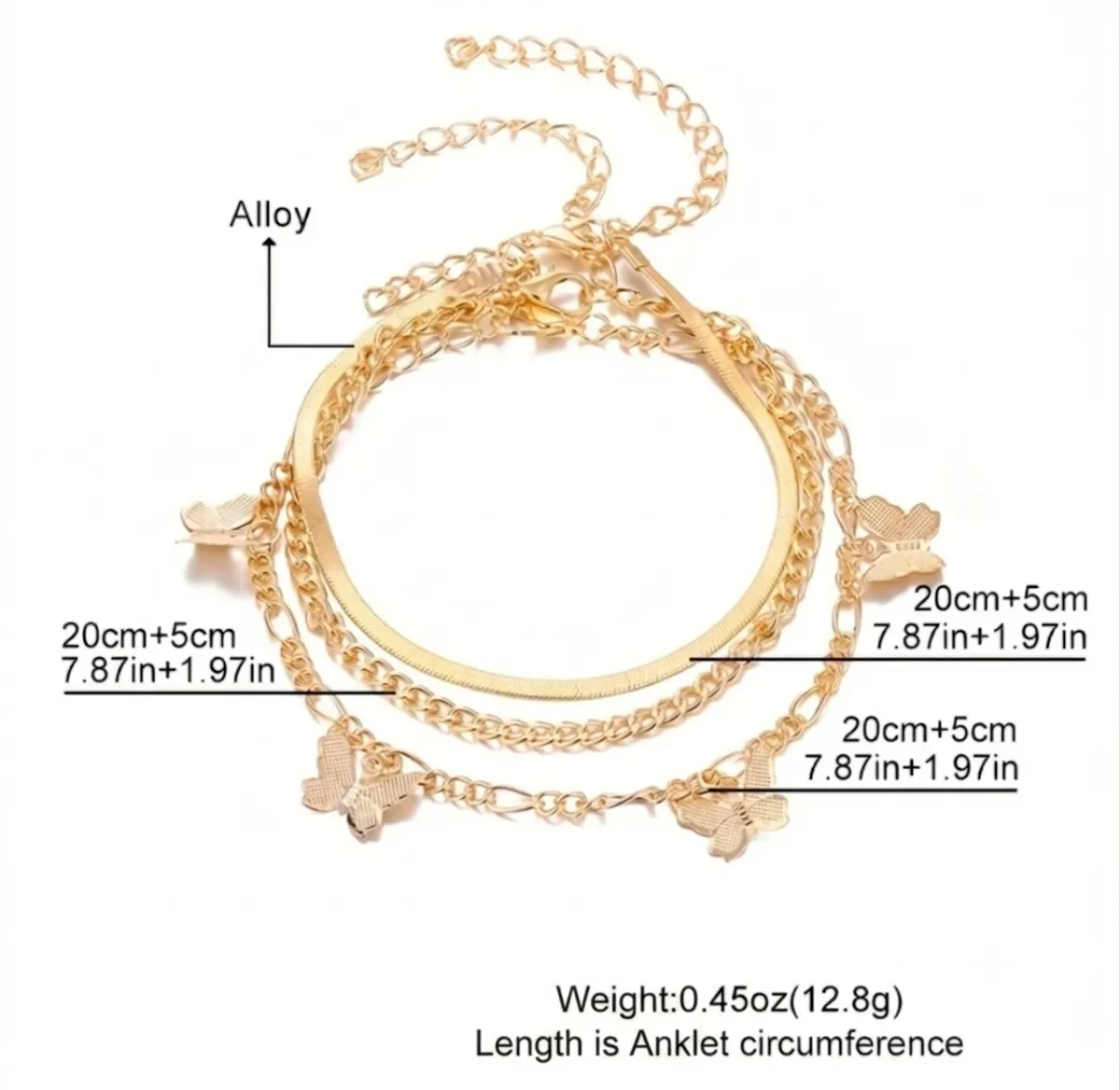 New Multi-Layer Chain Butterfly Pendant Anklet