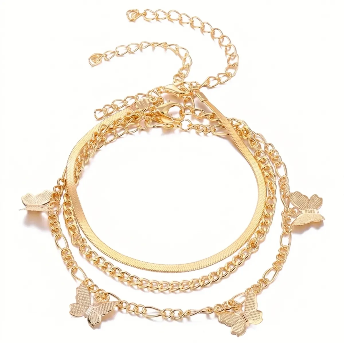 New Multi-Layer Chain Butterfly Pendant Anklet