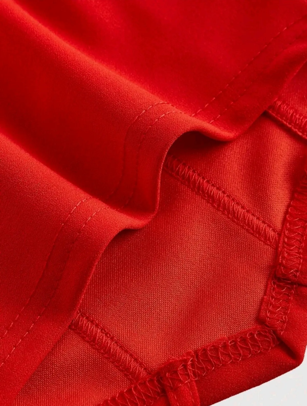 MOD Cold Shoulder Hanky Hem Folds Bodycon Red Top - Size S