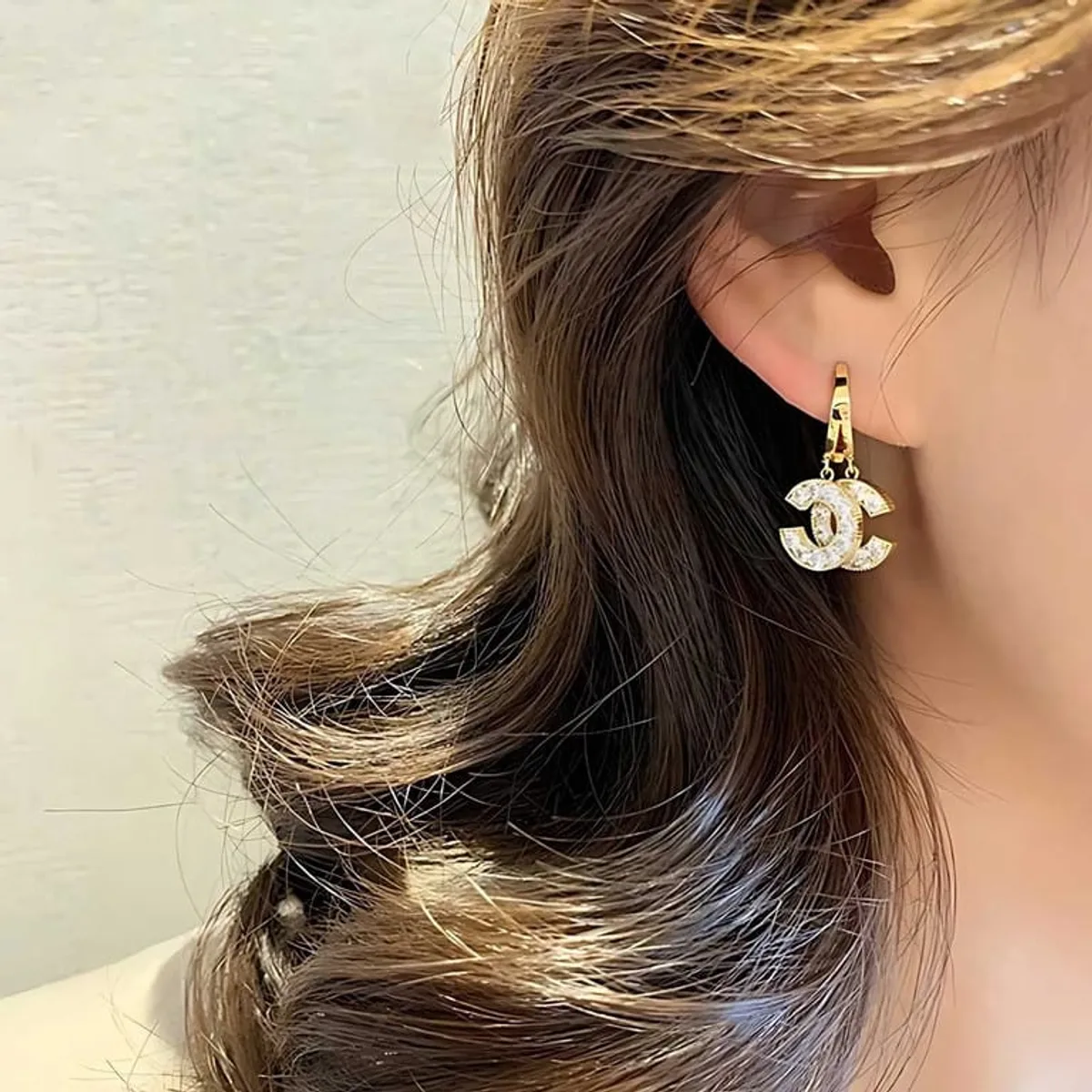 Women's Gold Plated Double Closure Earrings