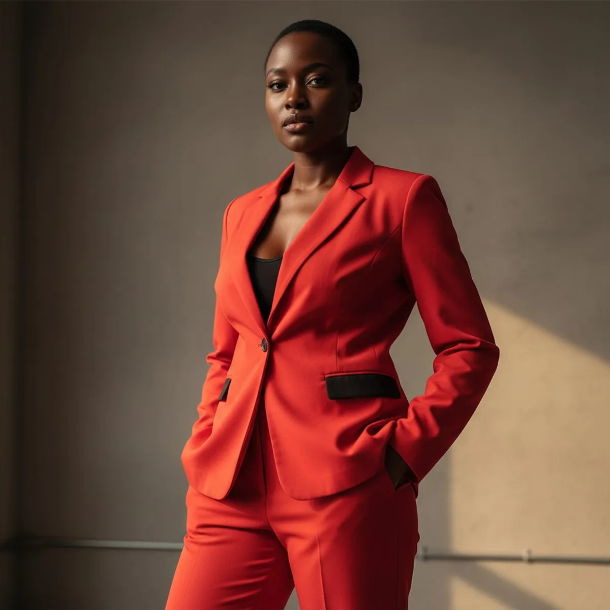 Women'S Suit 2-Piece Set Red Single Button Slim Blazer And Pants Set Business Casual Outfits - Size M