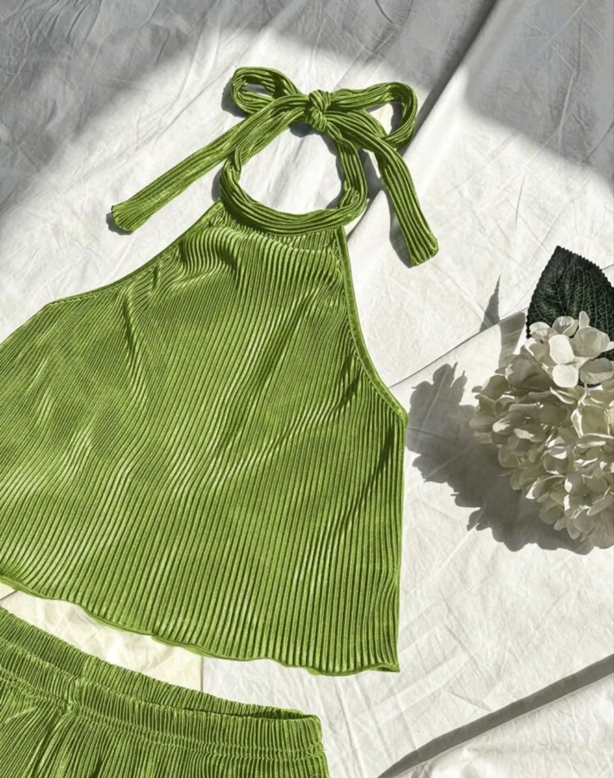 Unity Women's 2PCS Solid Color Halter Top & Mini Shorts Set - Size M