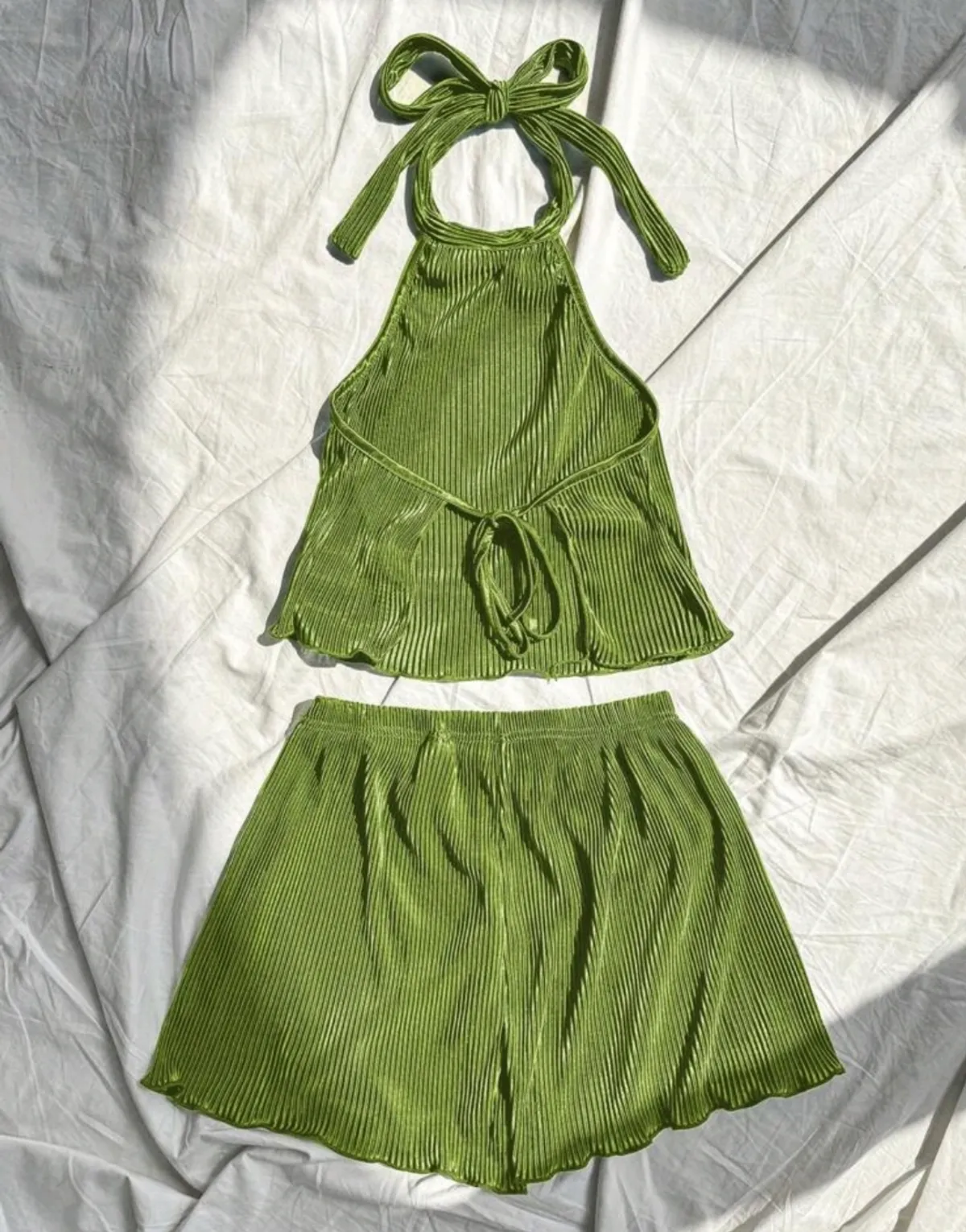 Unity Women's 2PCS Solid Color Halter Top & Mini Shorts Set - Size M