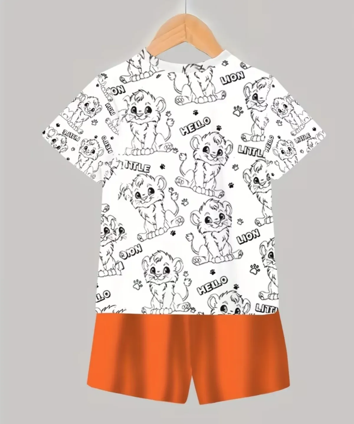 Boys' T-Shirt Set, Cute Animal Digital Print Pattern, Fashion Trendy Casual Simple Style Short Sleeve Set - Size 6Y