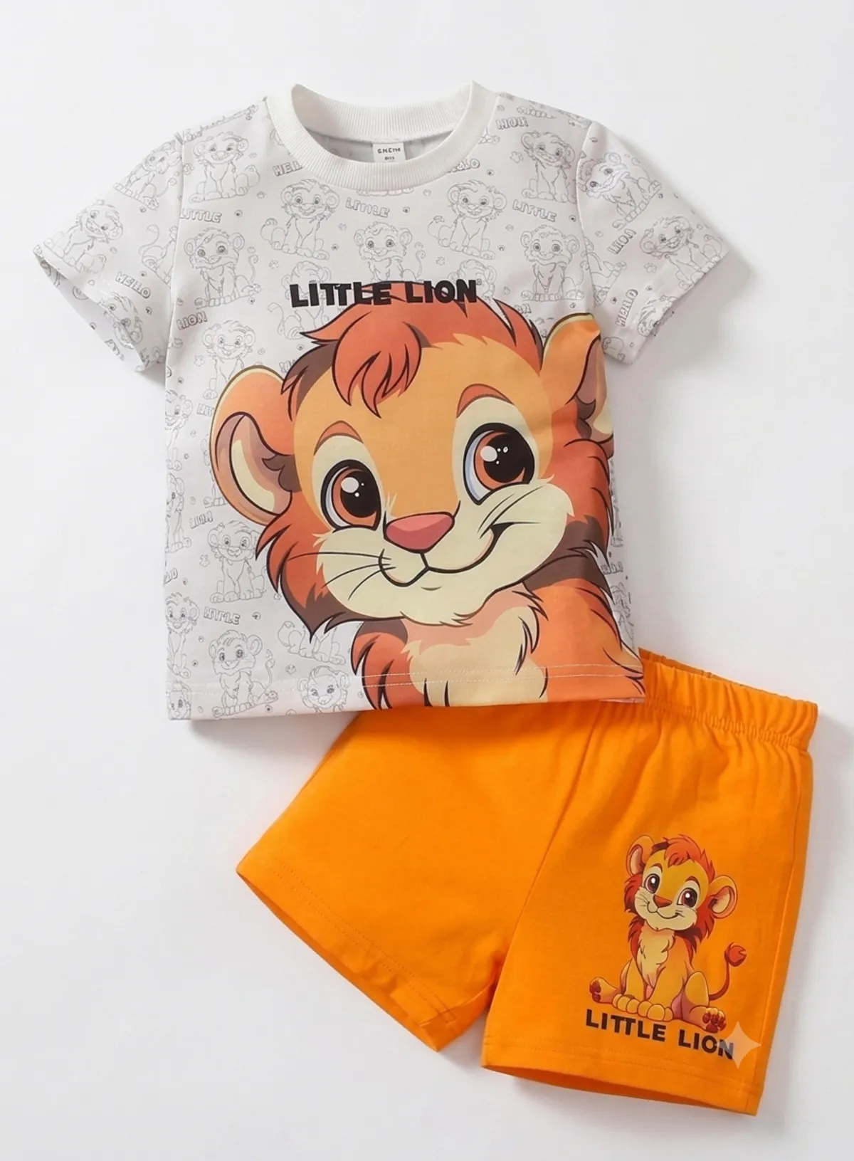 Boys' T-Shirt Set, Cute Animal Digital Print Pattern, Fashion Trendy Casual Simple Style Short Sleeve Set - Size 6Y