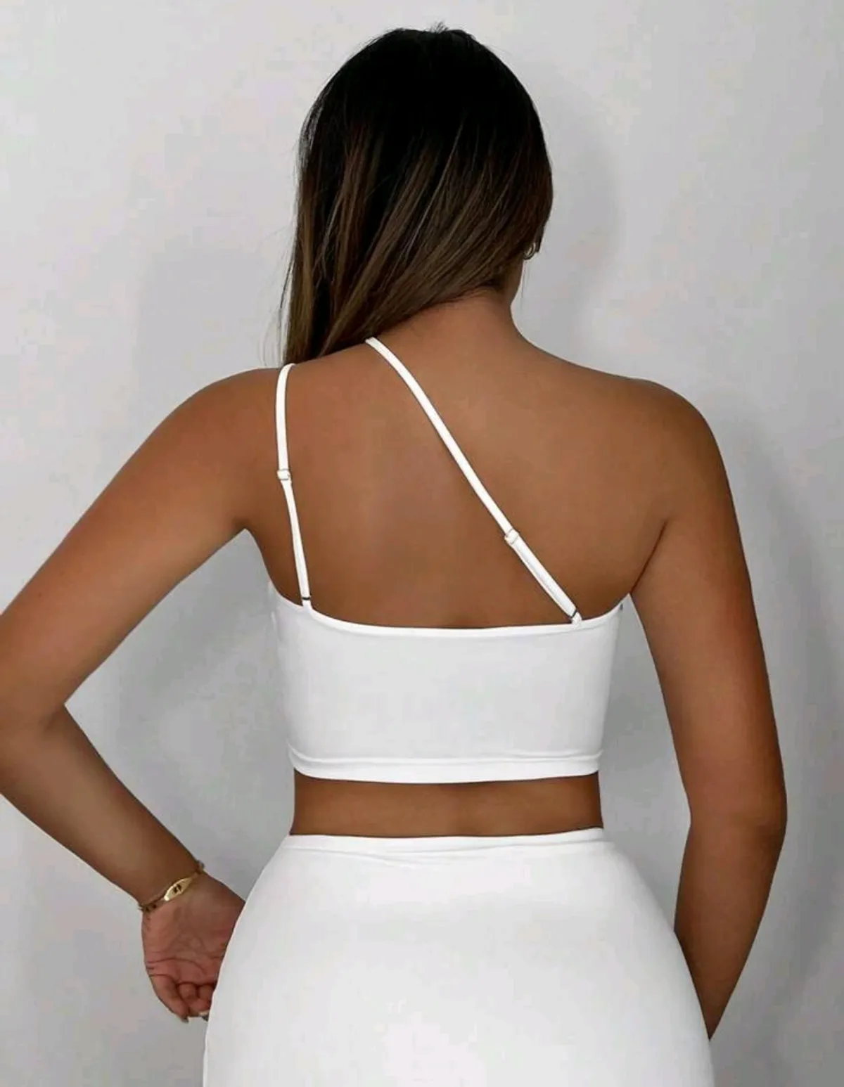 Sexy Hollow One-Shoulder Slim Fit Cropped Camisole - Size M