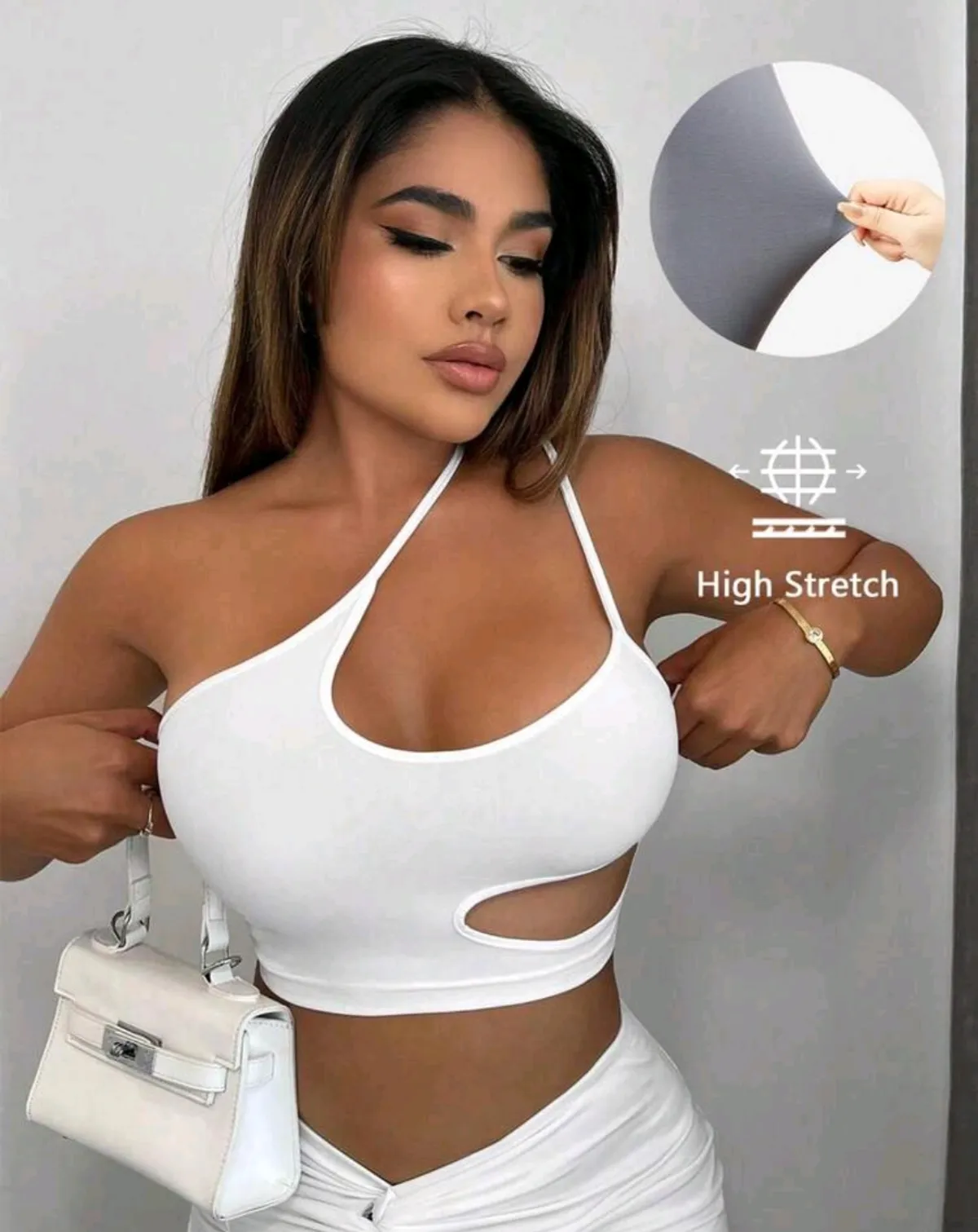 Sexy Hollow One-Shoulder Slim Fit Cropped Camisole - Size M