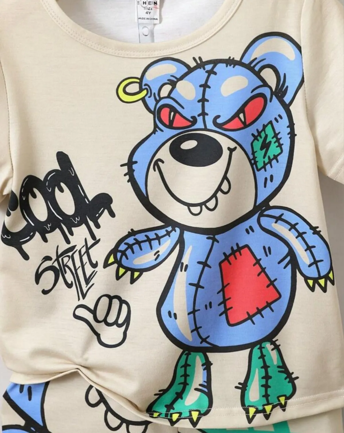 Cartoon Graphic T-Shirt for Young Boys With Shorts- Size 6Y