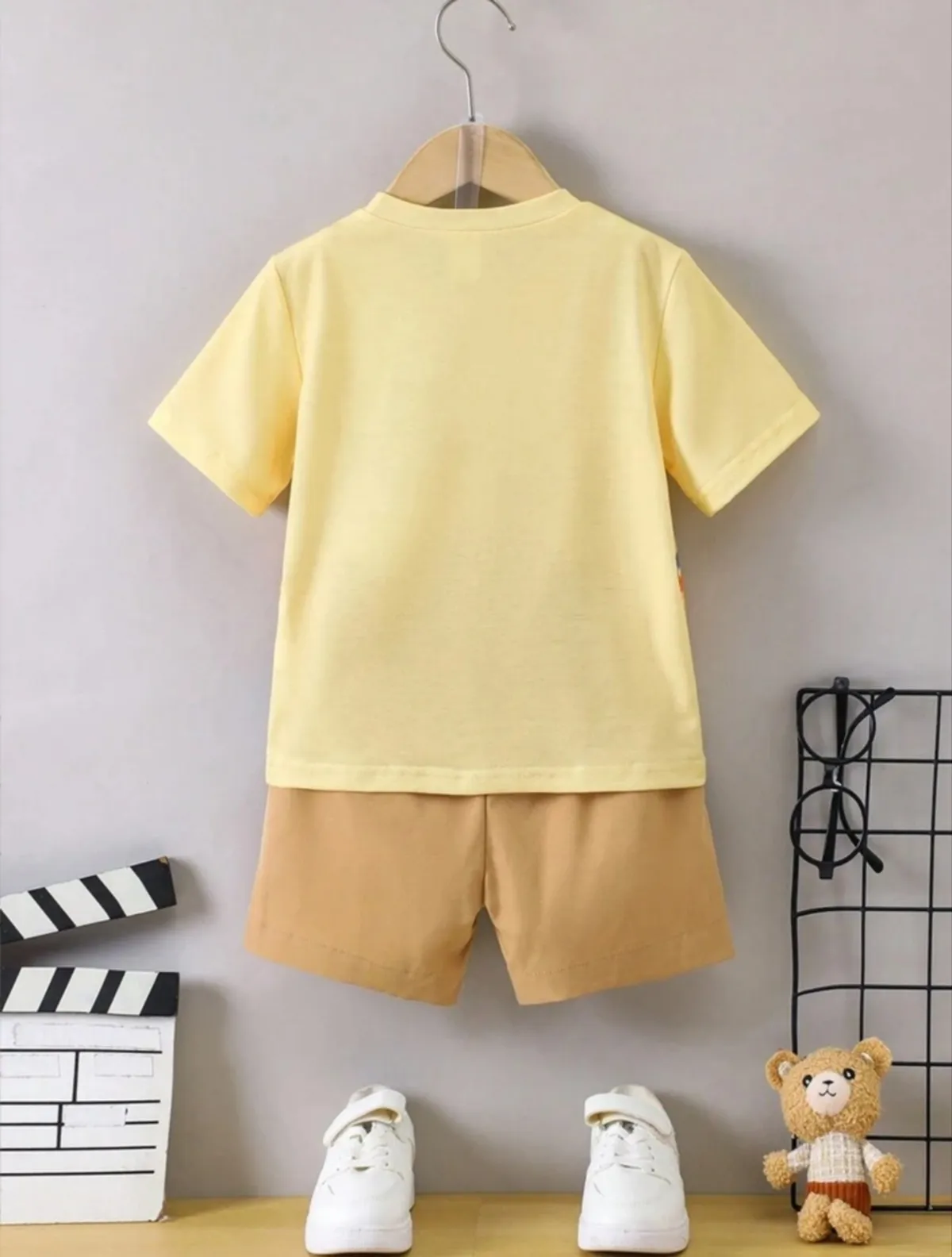 Cartoon Animal Print T-Shirt and Shorts Set for Boys/Girls - Size 6Y