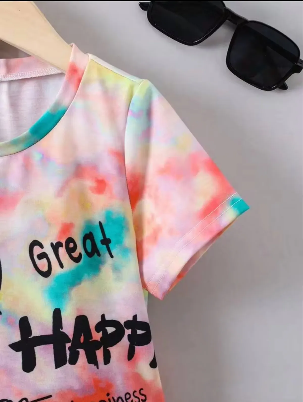 Young Boy Tie Dye Cartoon Graphic Tee & Shorts - Size 6Y