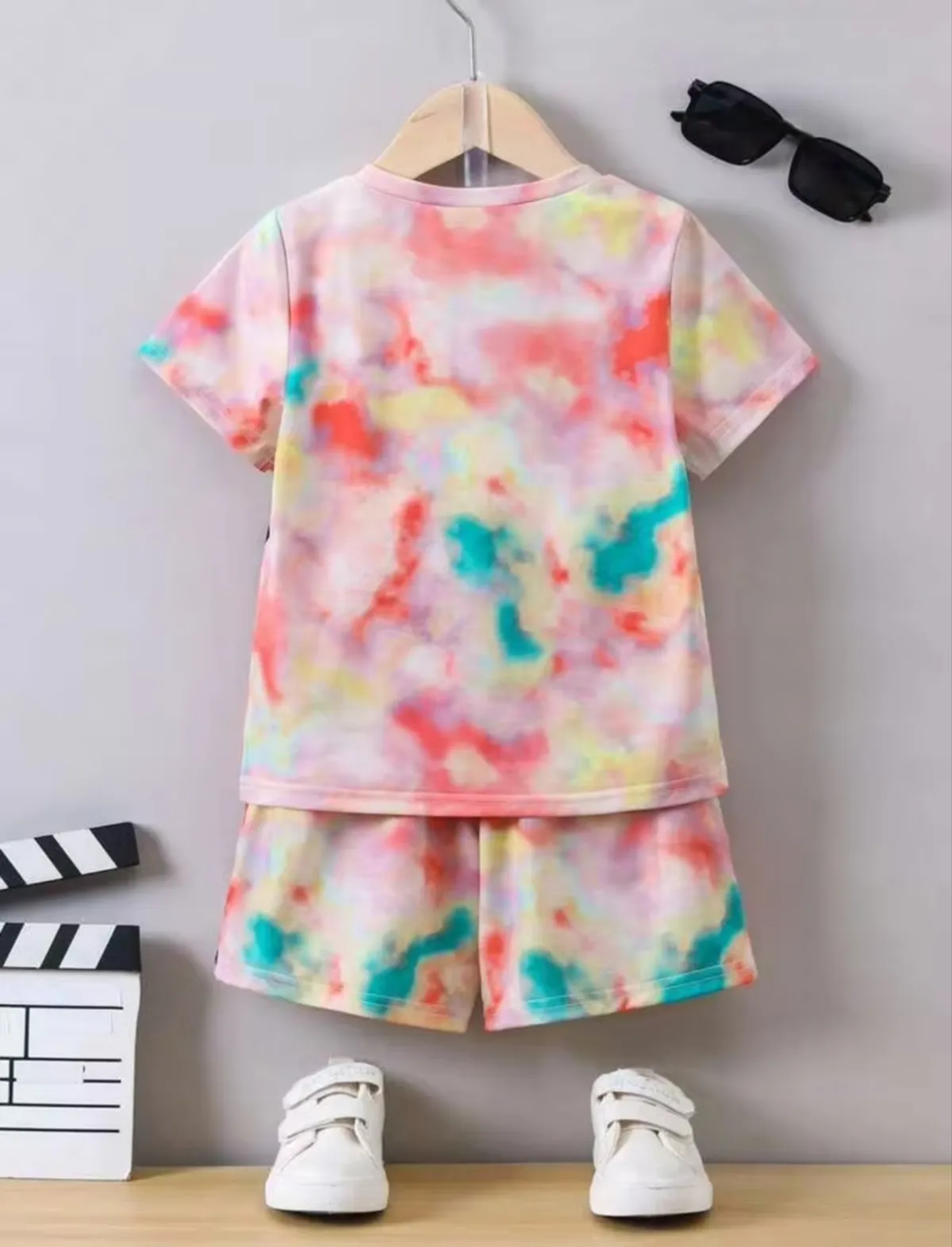 Young Boy Tie Dye Cartoon Graphic Tee & Shorts - Size 6Y