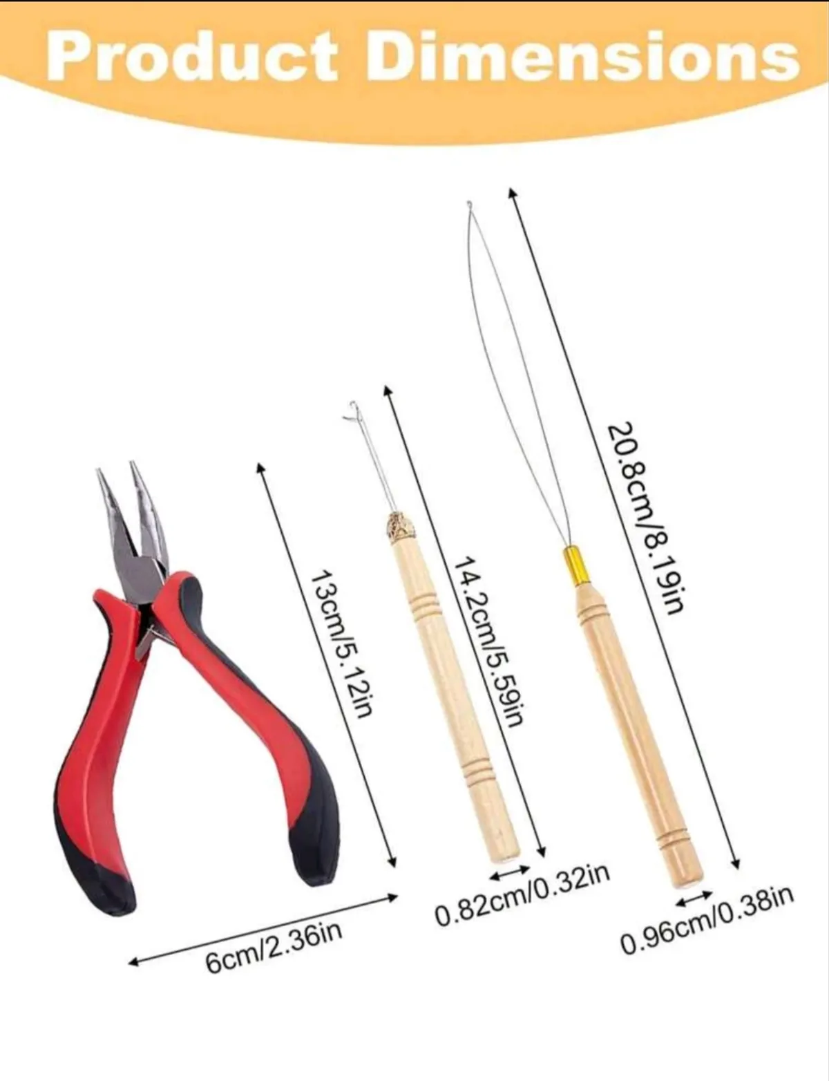 100PCS Hair Extension Tool Kit,  Black Gold Micro Rings, 1PC Micro Bead Plier, 1PC Hook Needle Threader