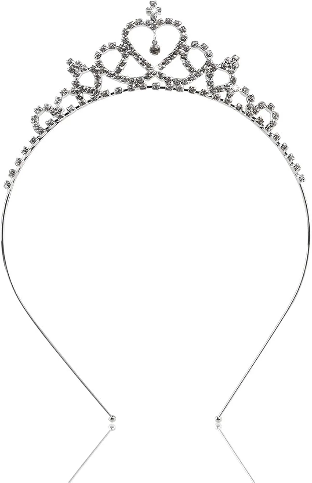 Tinksky Delicate Wedding Party Children Flower Girl Crystal Rhinestones Heart Shaped Crown Headband Tiara (Silver)