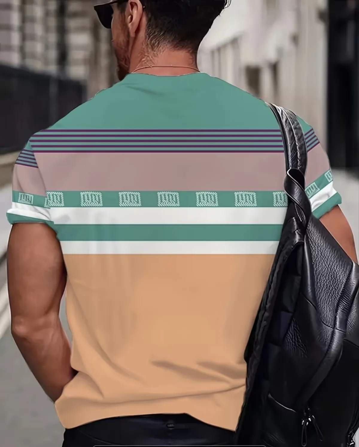 Men'S Elegant Sports T-Shirt - Casual Geometric Pattern - Size S