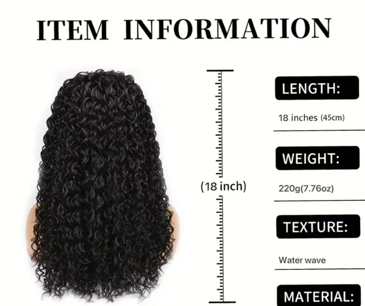 Wig Curly  With Headband Wigs For Women 18 Inch Water Wave Glueless Wig Synthetic Half Wig