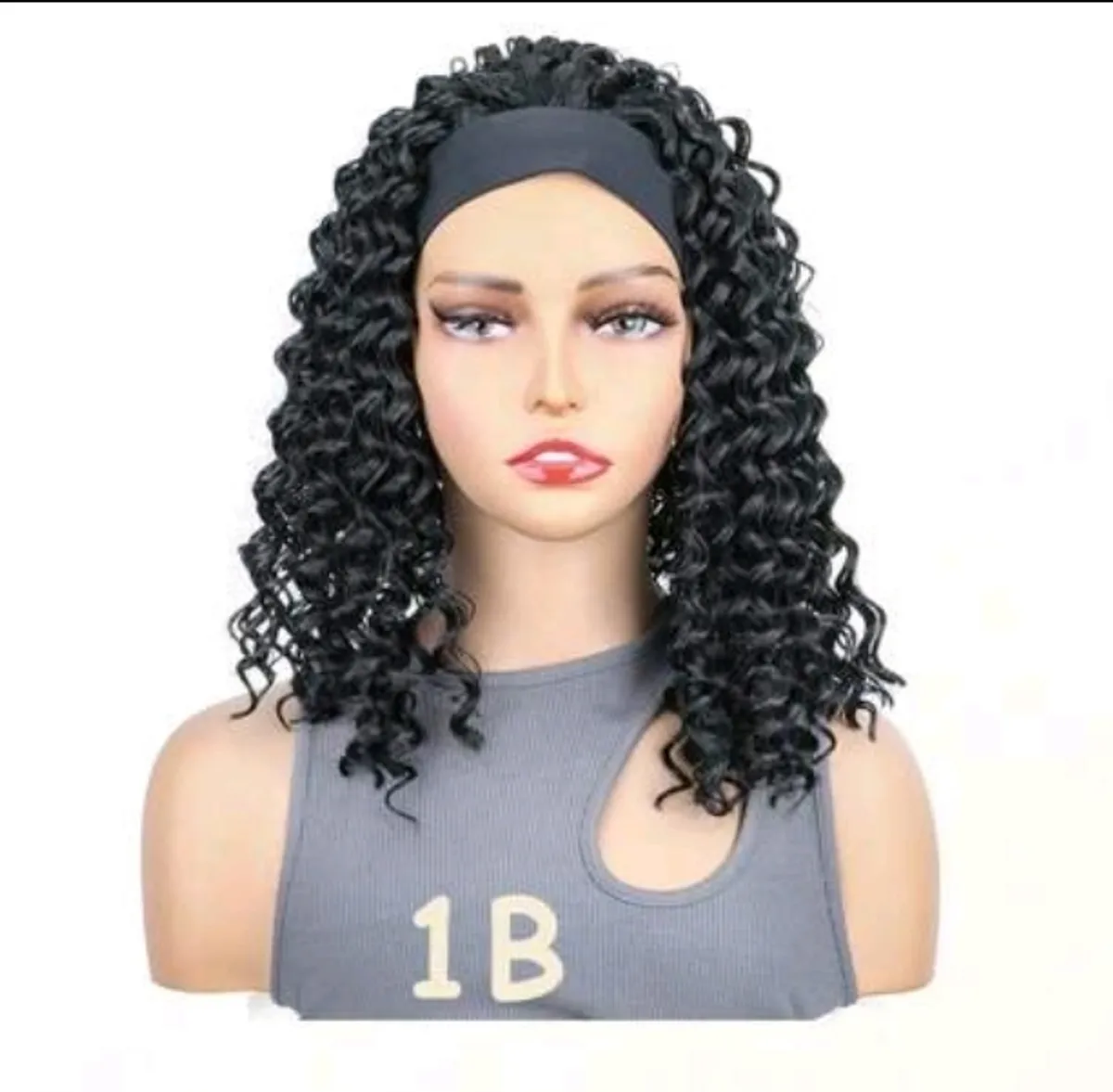 14 Inch Headband Wigs Short For Curly Ice Silk Wig Synthetic Deep Wave Wigs With Head Wraps For Women