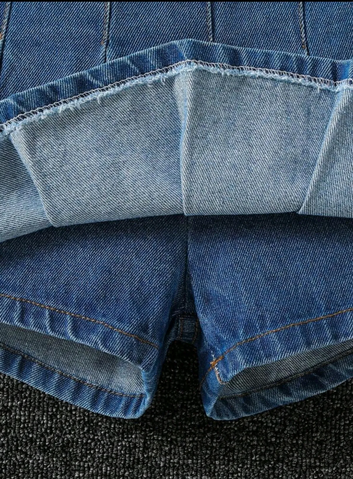 Elladie Girls' Denim Shorts, Pleated Denim Skirt, Blue Washed Denim Color, Washed Pleated, Comfortable Fine Cotton  - 7Y