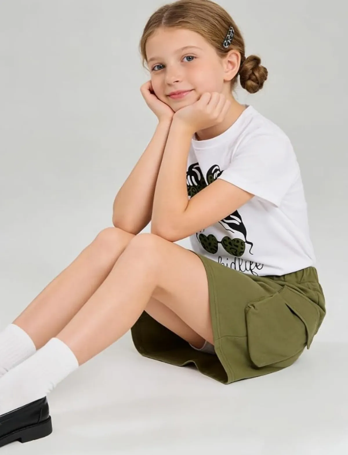 Girl Clothes Short Sleeve Bow Knot Top + Denim Mini Skirt Teen Girl Clothing - Size 7Y