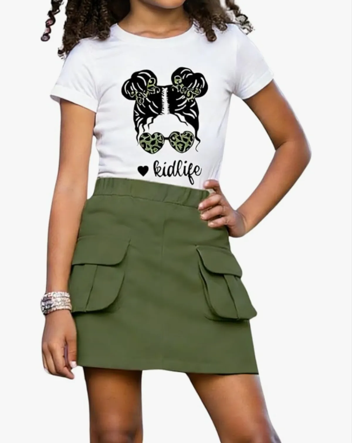 Girl Clothes Short Sleeve Bow Knot Top + Denim Mini Skirt Teen Girl Clothing - Size 7Y