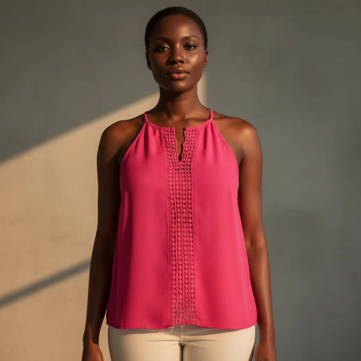 Clasi Guipure Lace Patchwork Cami Top - Size M