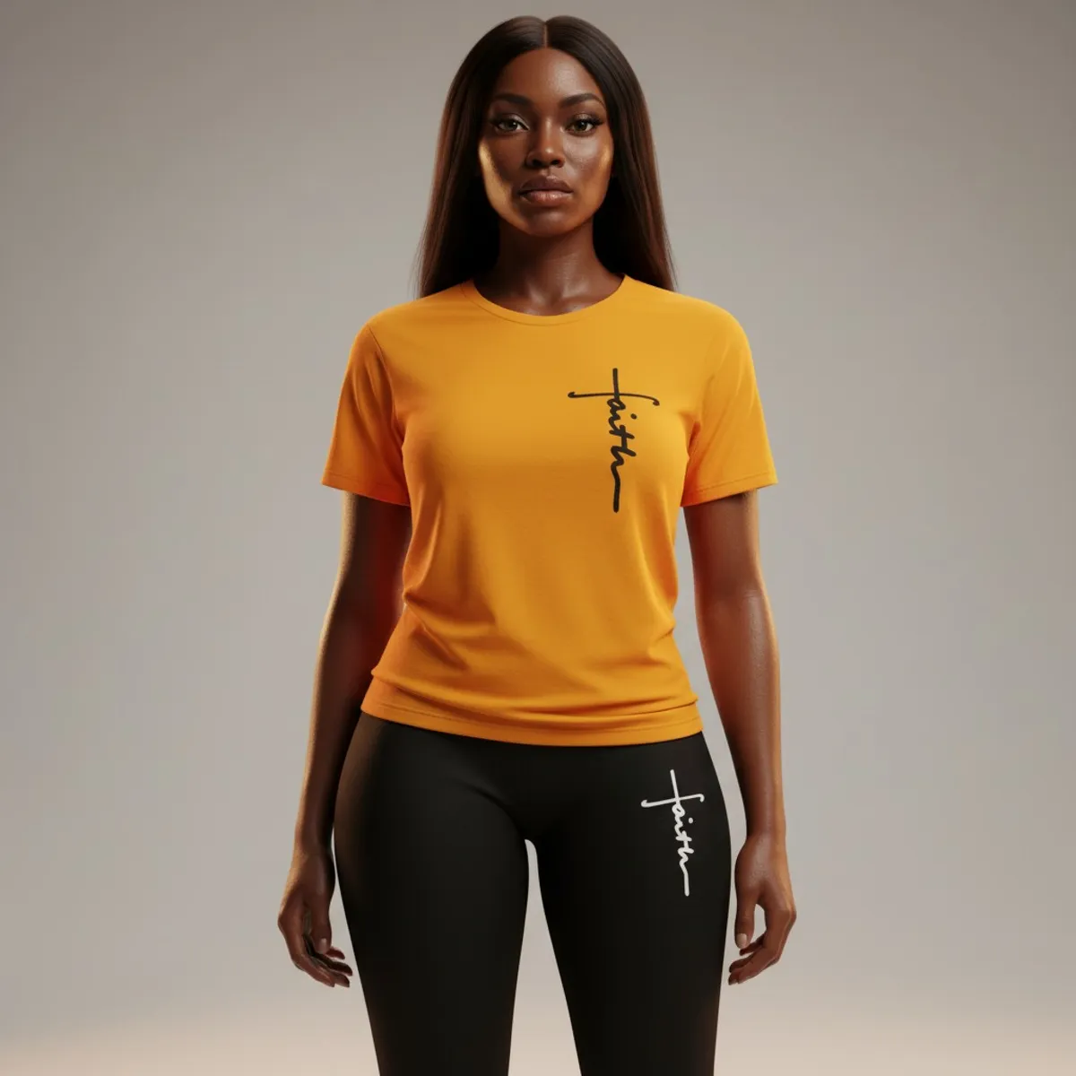 Women's Black Faith Christian Leggings - Size M
