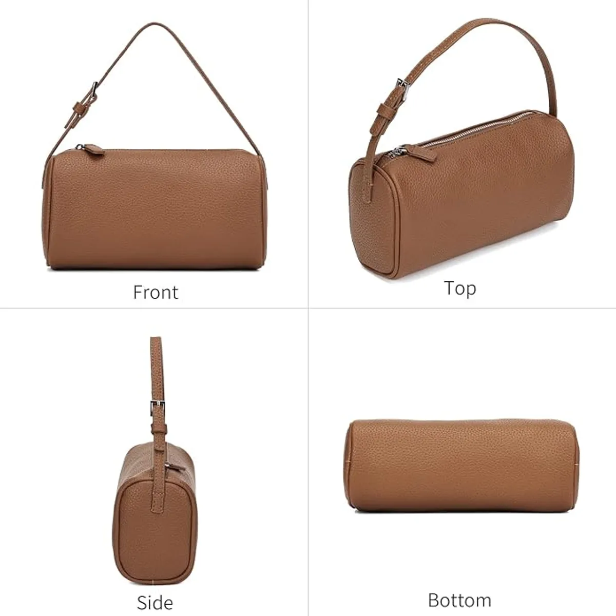 Women’s Mini Barrel Crossbody Bag, Lightweight PU Leather Cylinder Purse with Adjustable Strap, Zipper Closure for Daily Work, Travel, Casual Wear