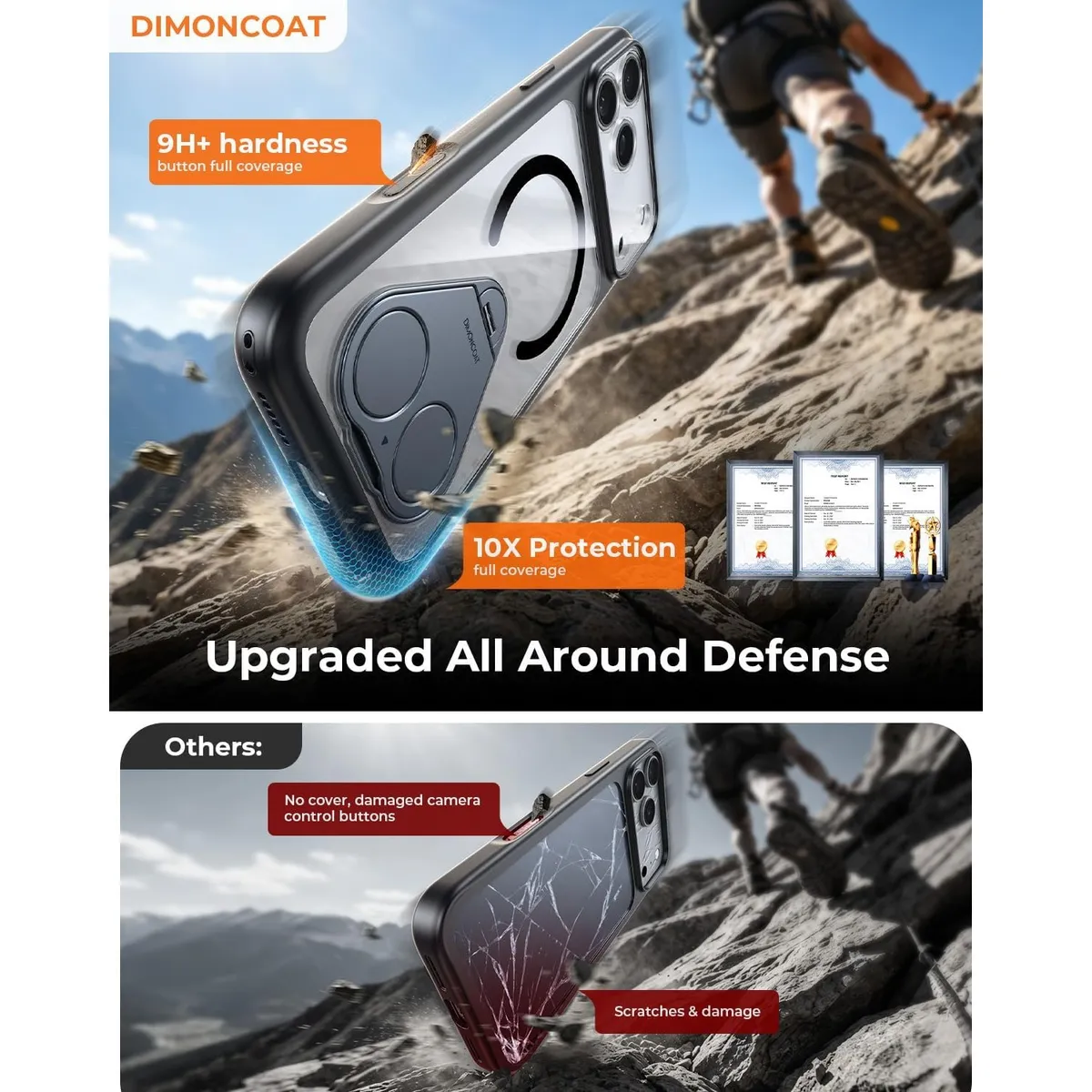 Magnetic Stand Case for iPhone 17 Pro Max, Military Grade Drop Protection, 360° Rotating Kickstand, Wireless Charging Compatible, Camera Control Button, Full Lens Cover