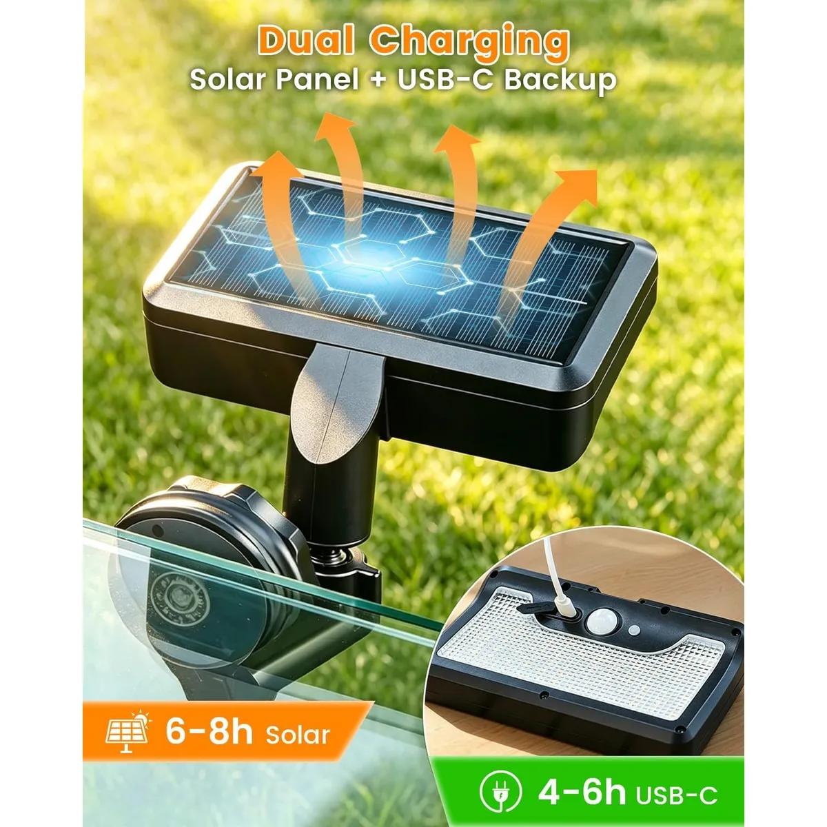 Magnetic Solar Motion Sensor Light, 600 Lumens Outdoor Wireless Wall Light, IP65 Waterproof Security Lamp for Gate, Porch, Garden, USB Rechargeable