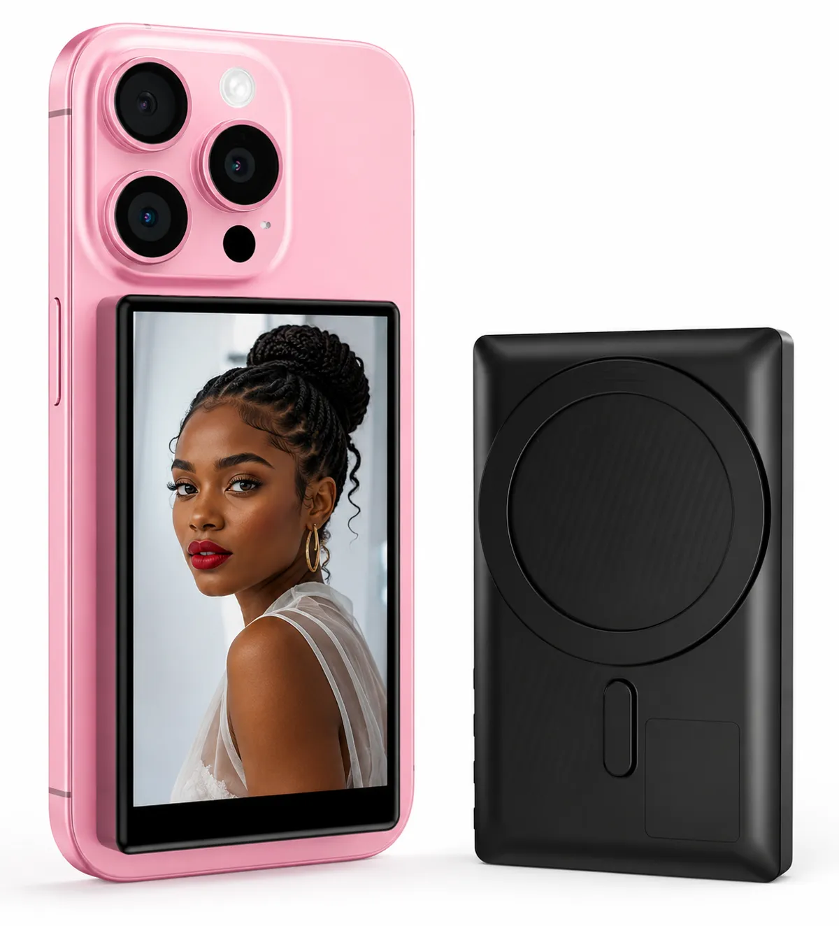 Phone Vlog Selfie Monitor Screen  Rear Camera Monitor for TikTok, Instagram & YouTube Live | Content Creator Must Have | Black