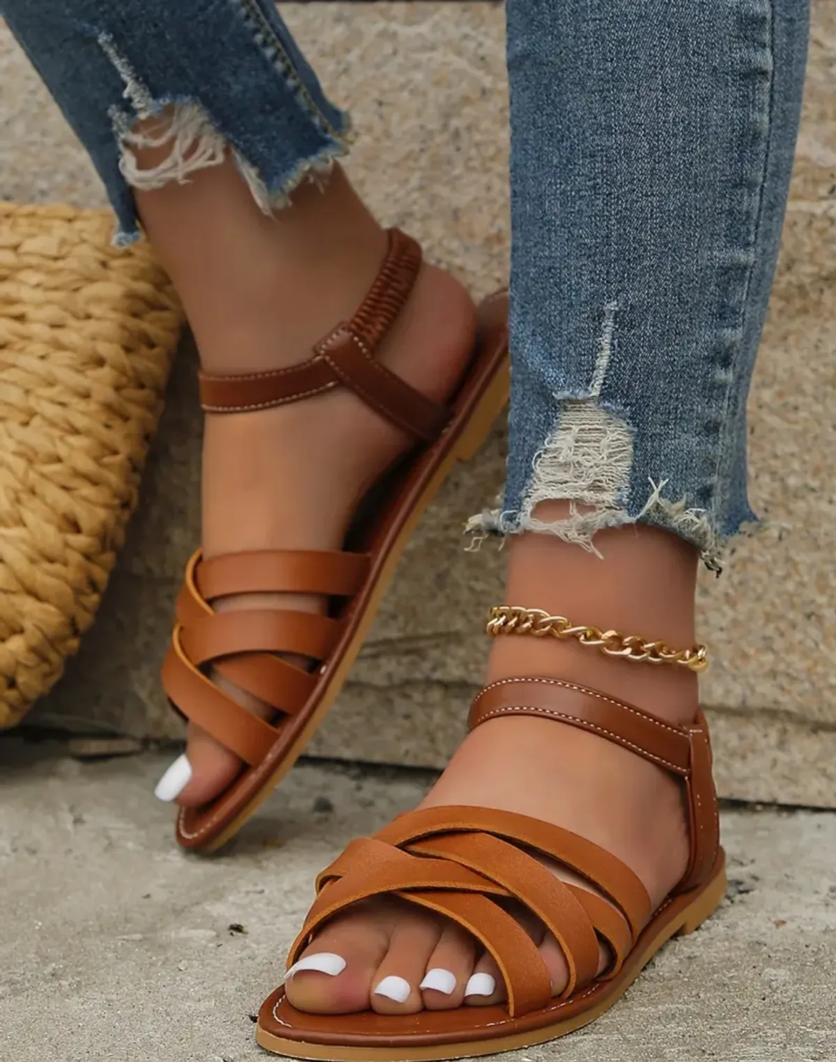 Elegant Summer Crisscross Strap Open Toe Sandals for Women, {SIZE: 43]