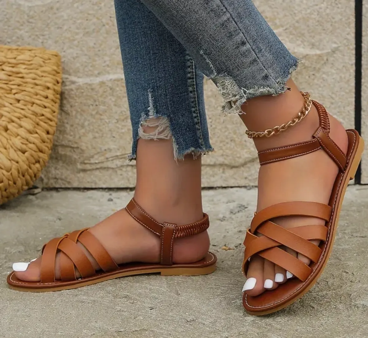 Elegant Summer Crisscross Strap Open Toe Sandals for Women, {SIZE: 43]