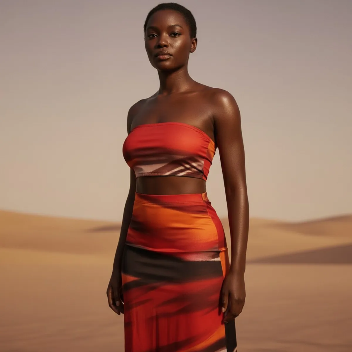 Women's Asymmetric One Shoulder Crop Top And Ombre Maxi Skirt Two Piece Set - Size S