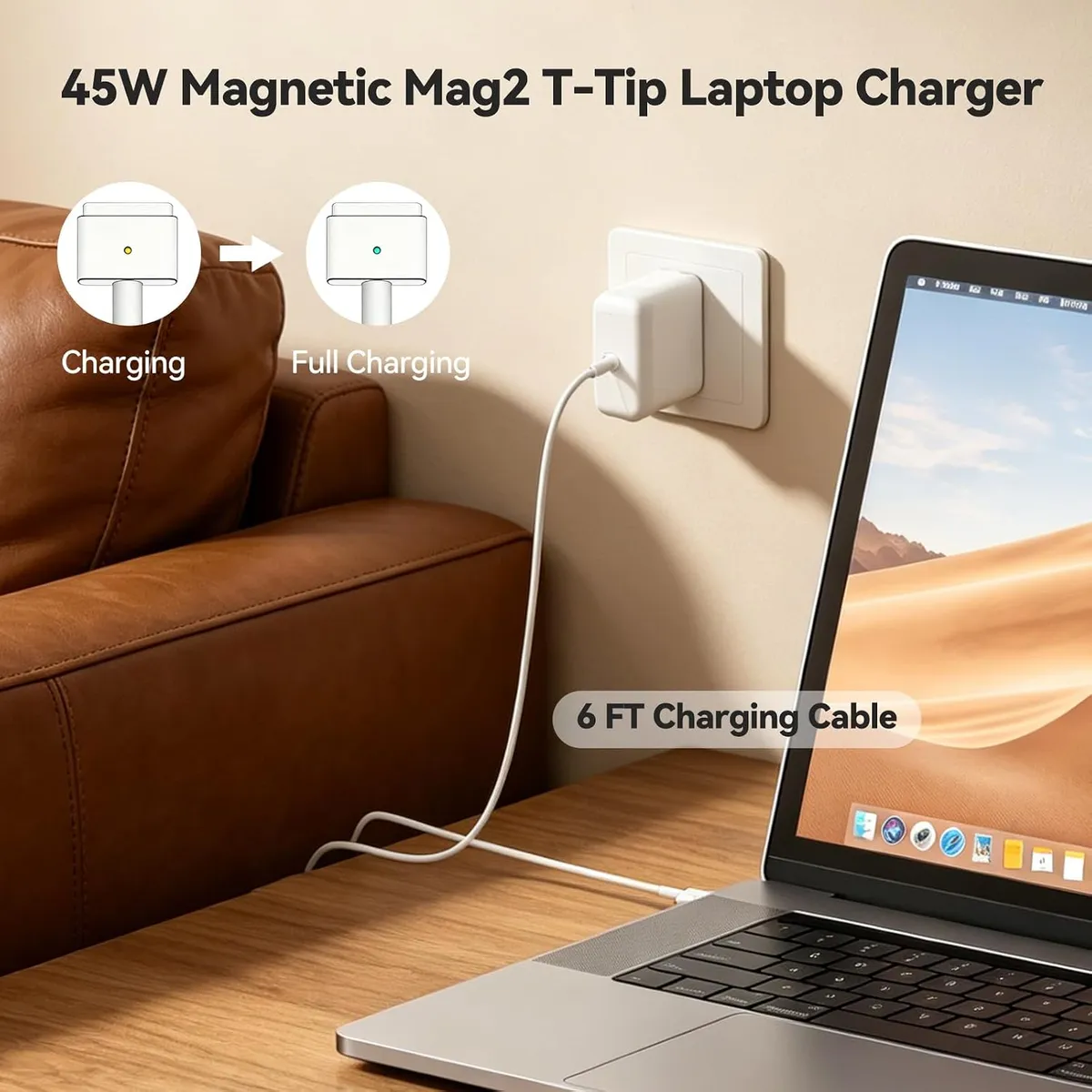 45W MagSafe 2 Charger for MacBook Air 11 13 Inch, T-Type Power Adapter Compatible with 2012-2017 Models, Replacement Laptop Charging Cable