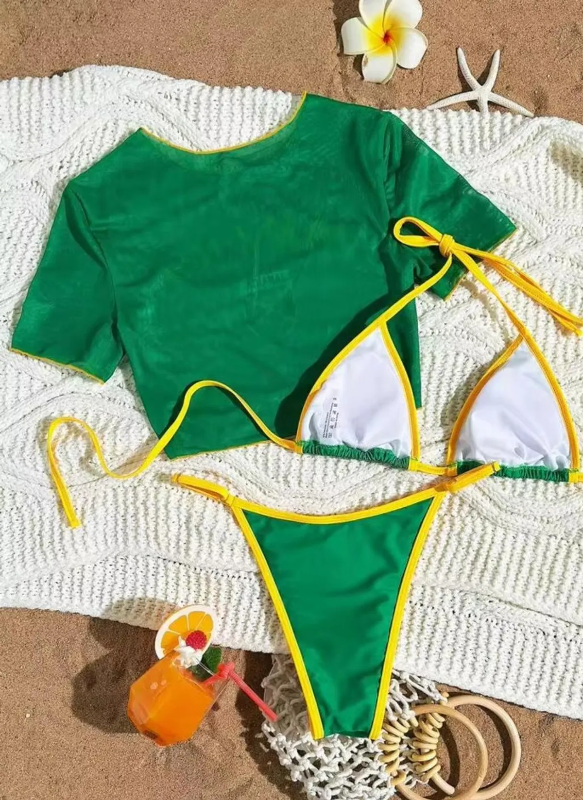 3 Pcs Summer Mod Jamaica Design Bikini - Size S