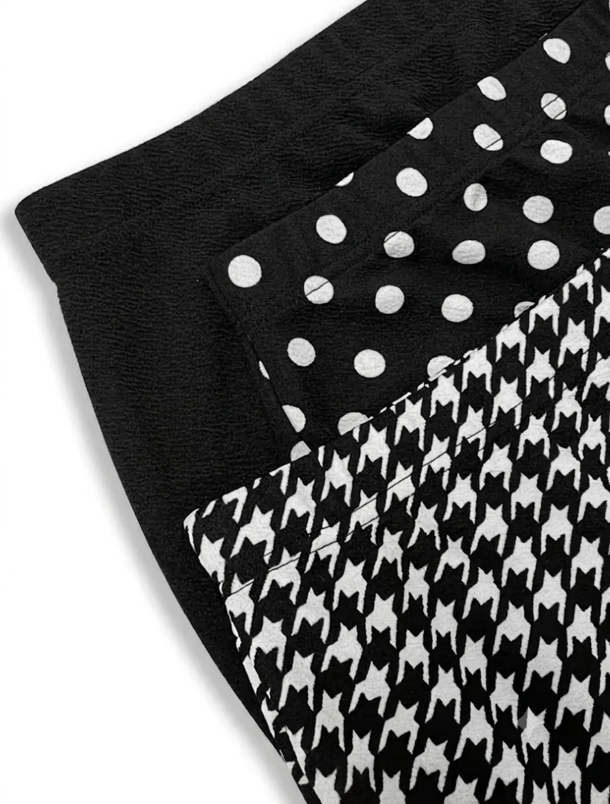 3PCS  Elegant Polka Dot Houndstooth Print Mermaid Skirts - Size L
