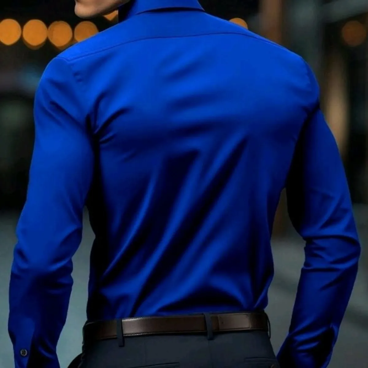 Men's  Blue Long-Sleeve  Shirt-Size XXL