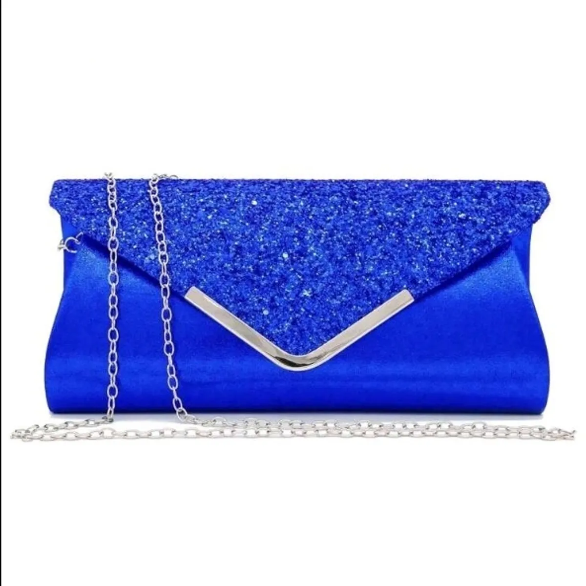 Women's  Sequin Chain Shoulder Bag With  Rhinestones Earrings, Necklace And Bracelet Set