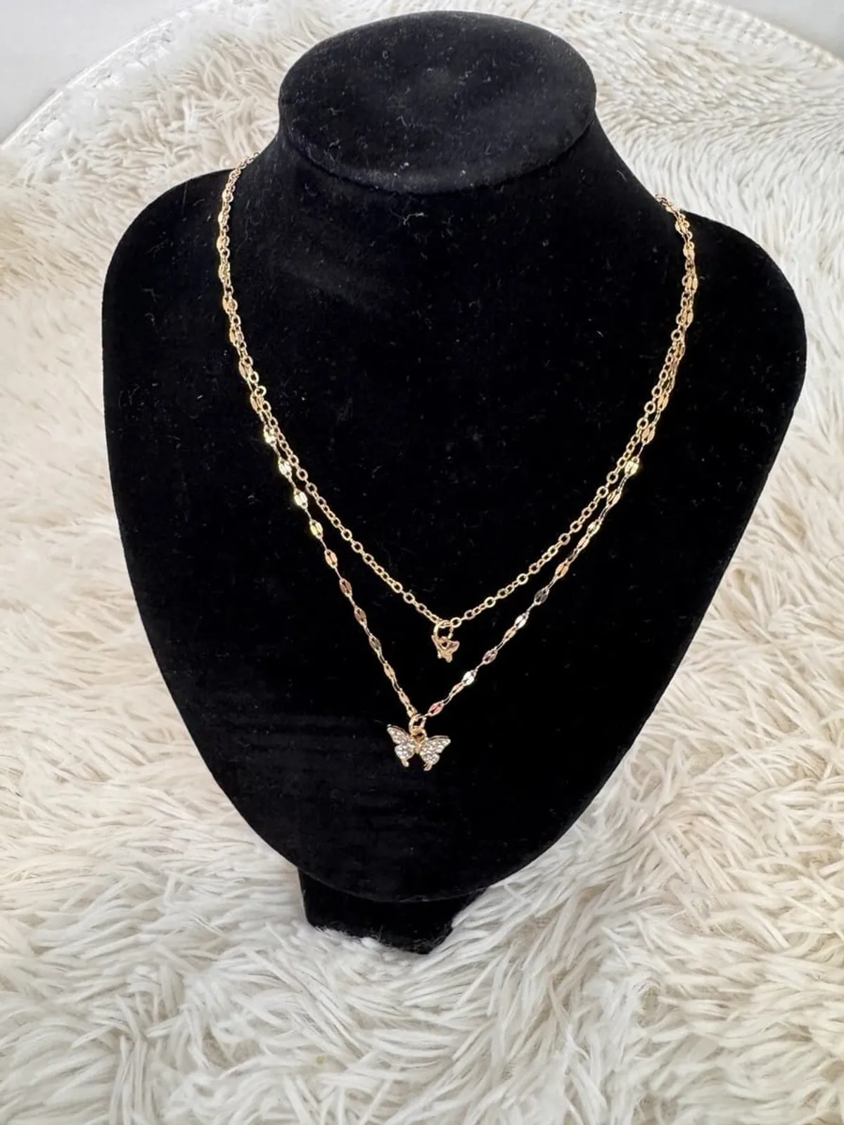 Boho Layered Crystal Butterfly Necklace
