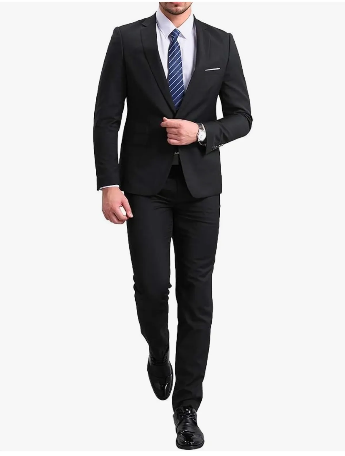Men's Suit 2 Piece one Button Slim Fit Formal Wedding Prom Tuxedo Suits Blazer Pants Set - Size M