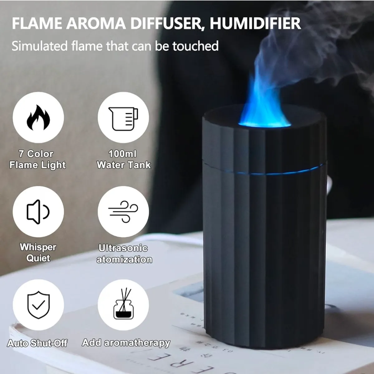 Aroma Diffuser with Flame Effect, Essential Oils Diffuser