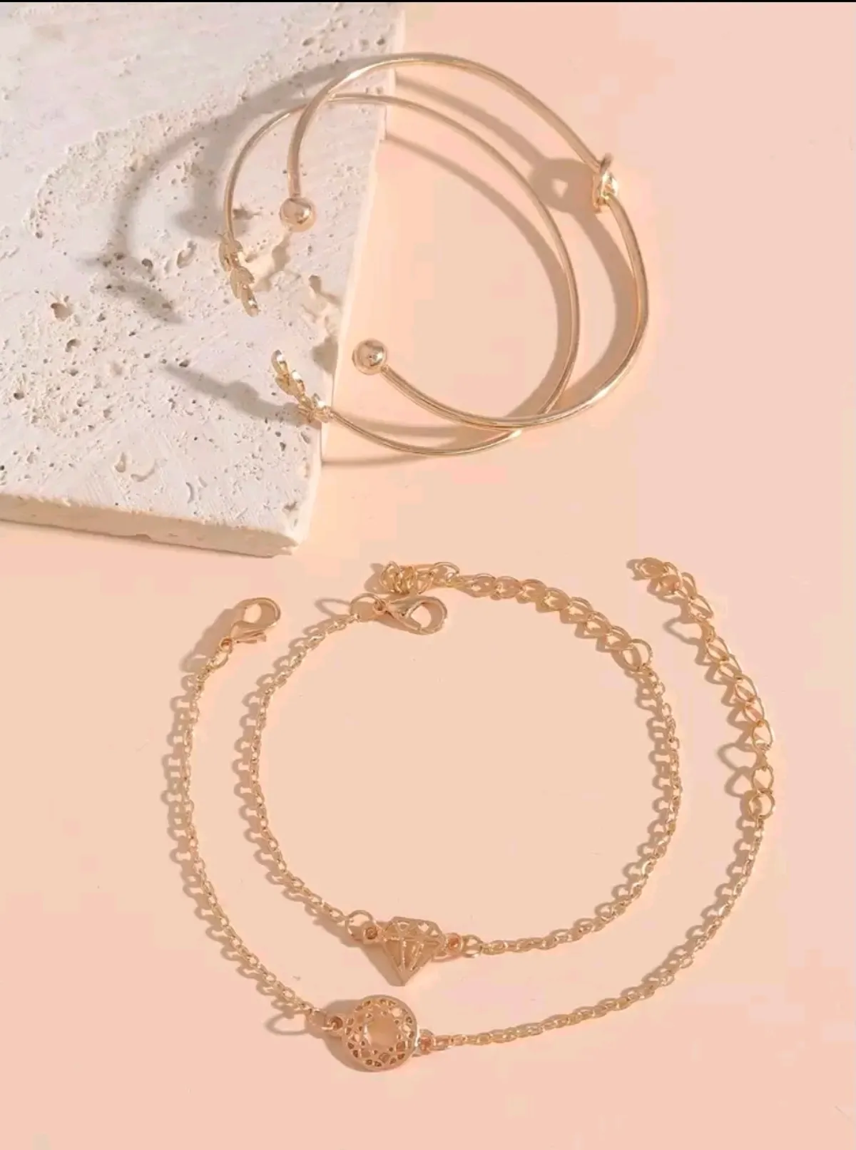 4pcs Leaf & Knot Decor Bracelet